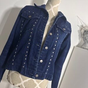 Vintage western blue denim jacket with silver studs